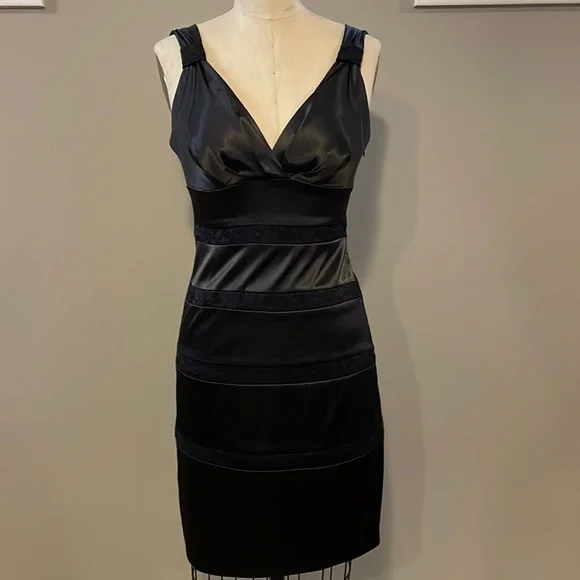 Bisou Bisou Satin and lace striped cocktail dress - Picture 1 of 8